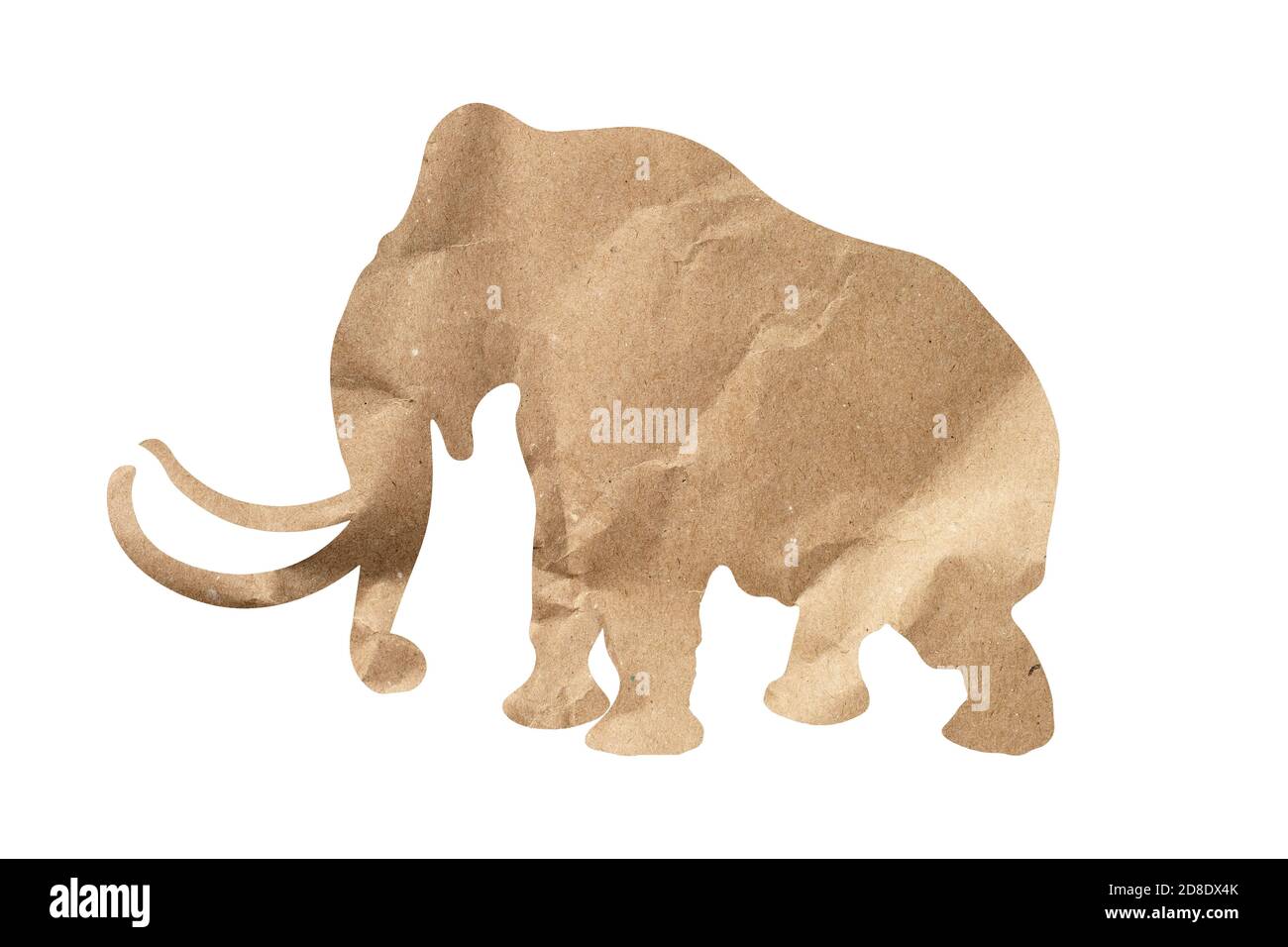 silhouette of an elephant from wrapping paper isolated on white background Stock Photo