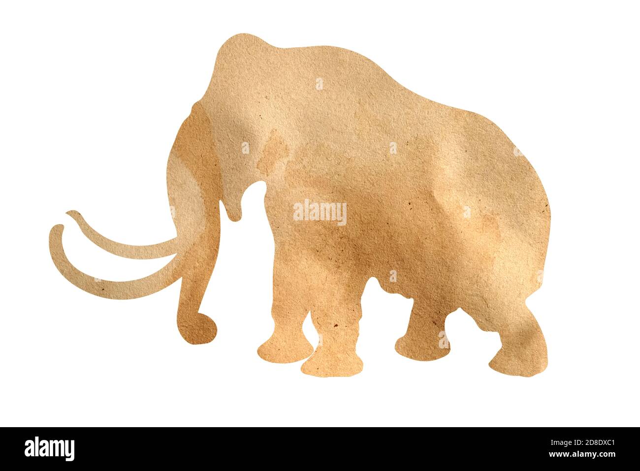 silhouette of an elephant from wrapping paper isolated on white background Stock Photo