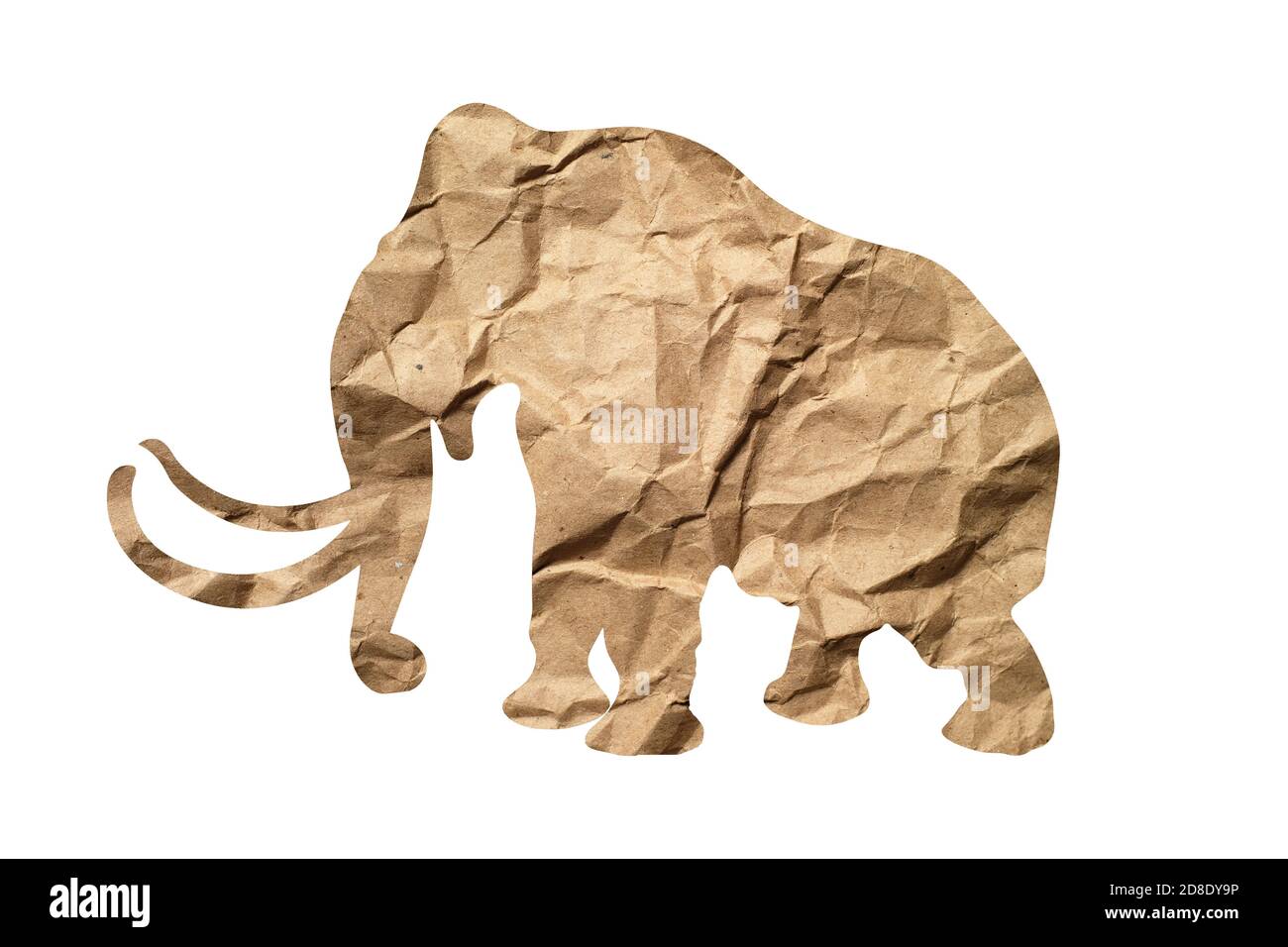 silhouette of an elephant from wrapping paper isolated on white background Stock Photo