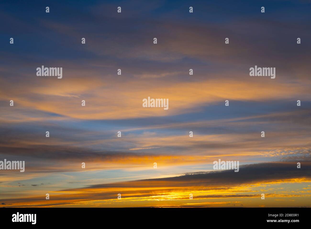 dusk with awesome sunset sky from Golden hour to blue hour Stock Photo