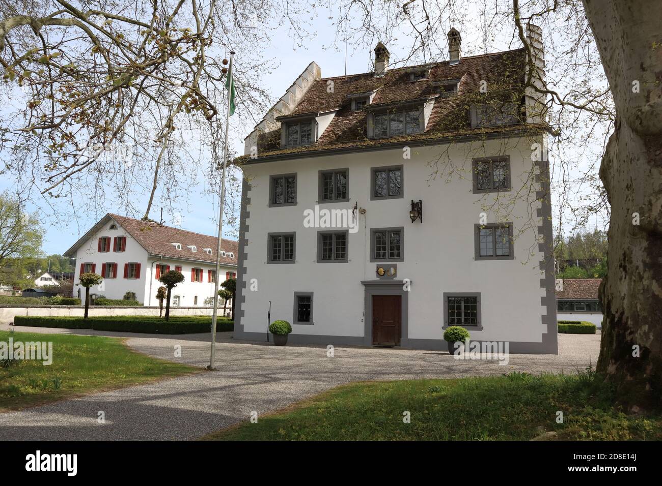 Knonau, Kanton Zuerich (ZH)/ Switzerland - April 19 2020: Castle Schloss Knonau located in canton Zurich, Switzerland Stock Photo