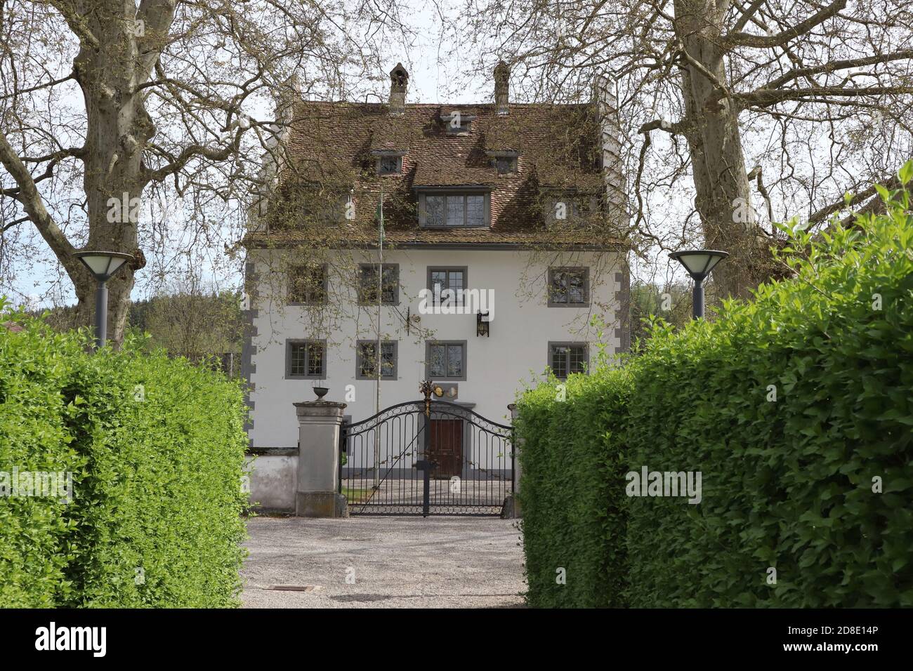 Knonau, Kanton Zuerich (ZH)/ Switzerland - April 19 2020: Castle Schloss Knonau located in canton Zurich, Switzerland Stock Photo