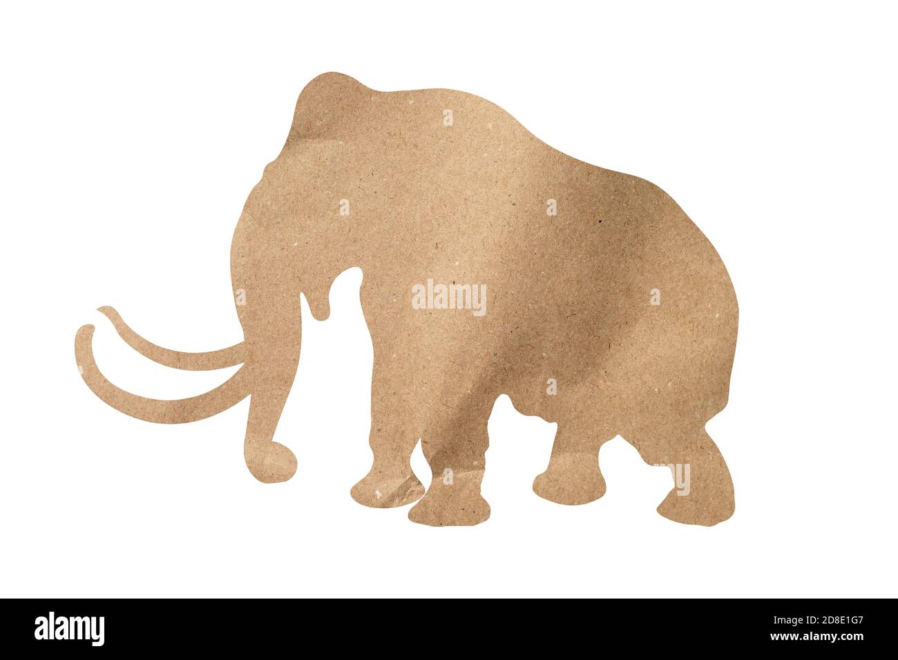 silhouette of an elephant from wrapping paper isolated on white background Stock Photo