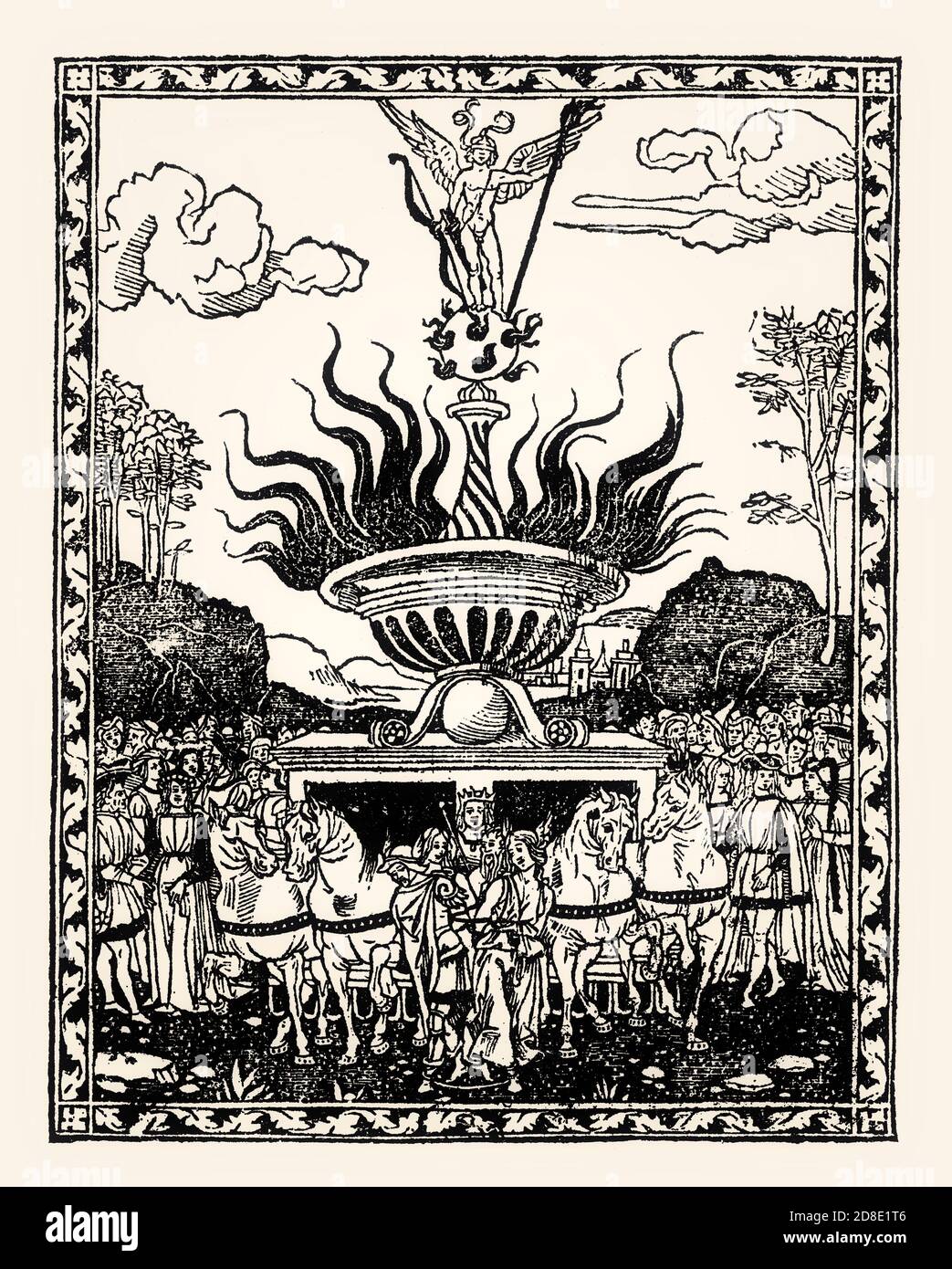 Amors Triumph, Illustration from Hypnerotomachia Poliphili, French Edition by Jacques Kerver, 1546, facsimile of the 19th century Stock Photo