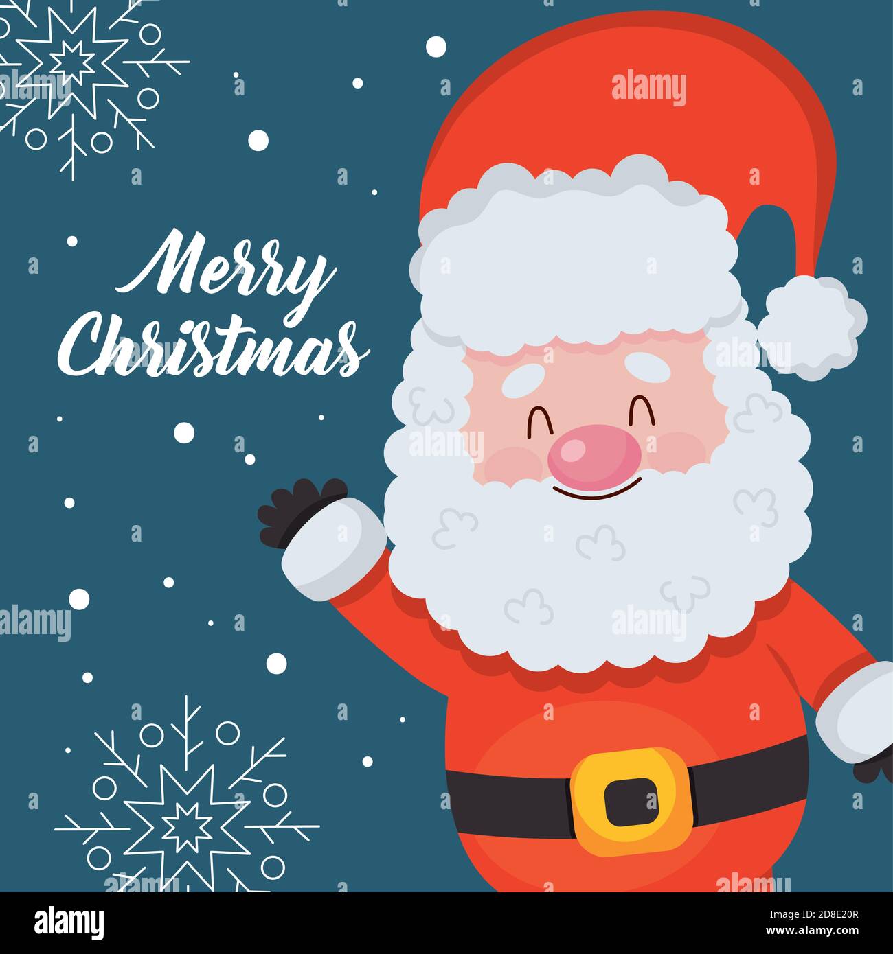 merry christmas design with cute santa claus icon over blue ...