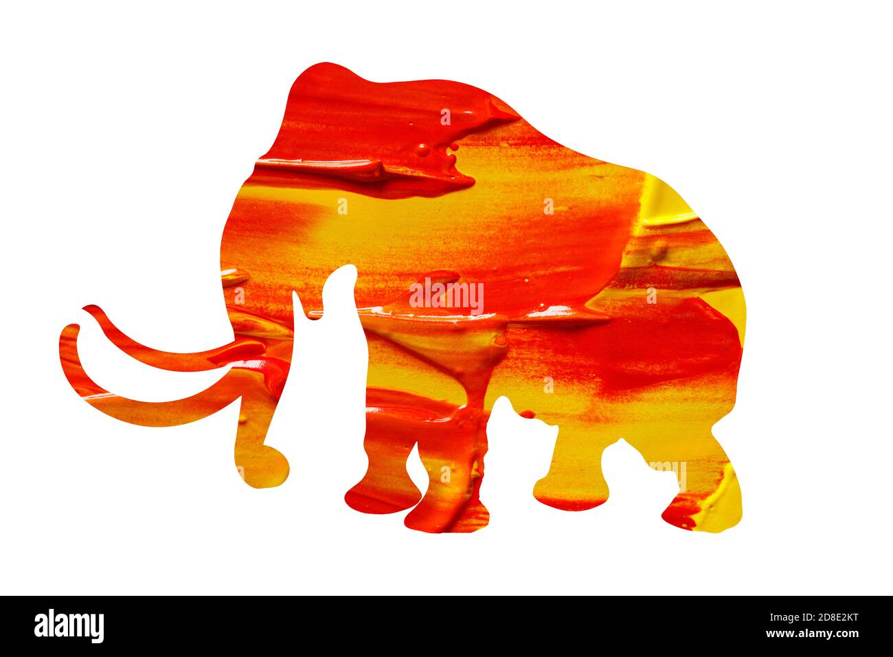 elephant silhouette with color paint texture isolated on white background Stock Photo