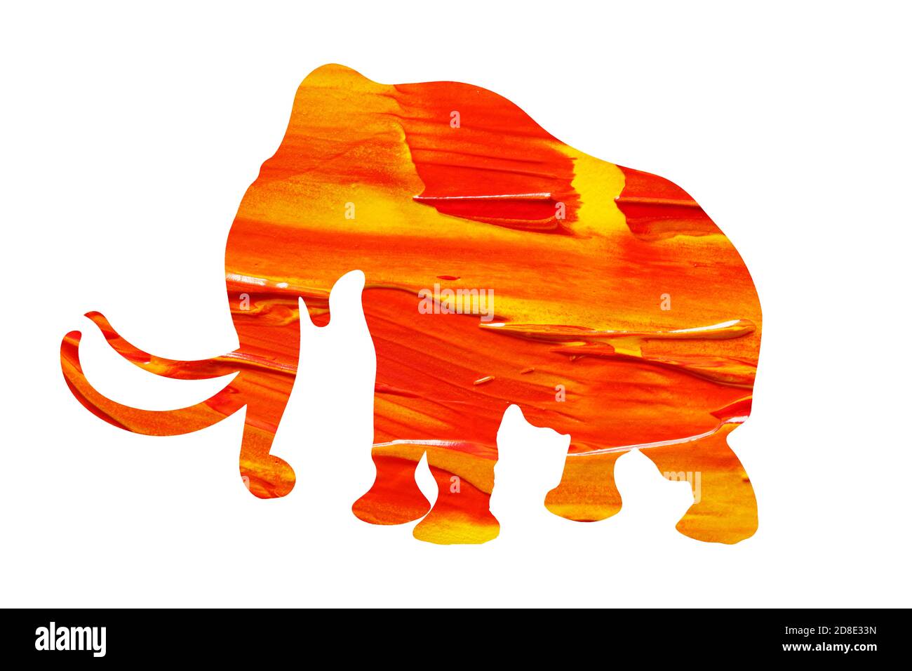 elephant silhouette with color paint texture isolated on white background Stock Photo