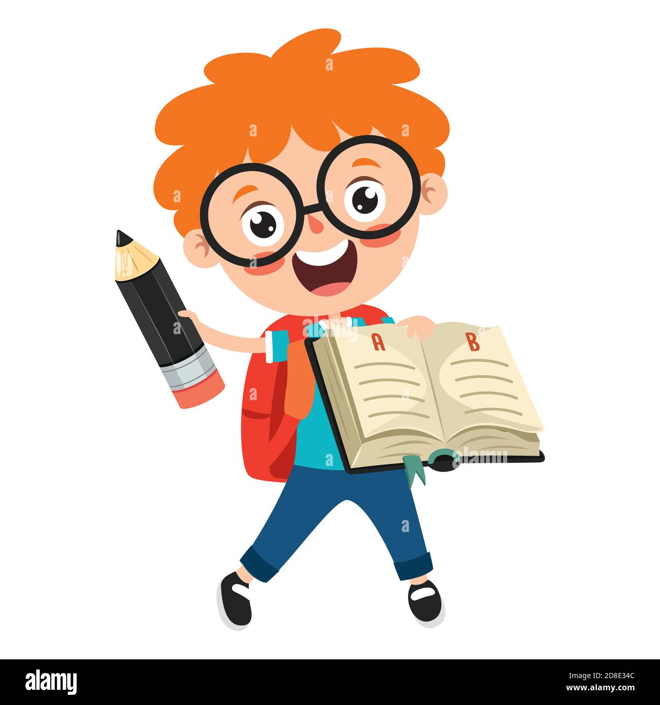 Funny Little School Kid Character Stock Vector