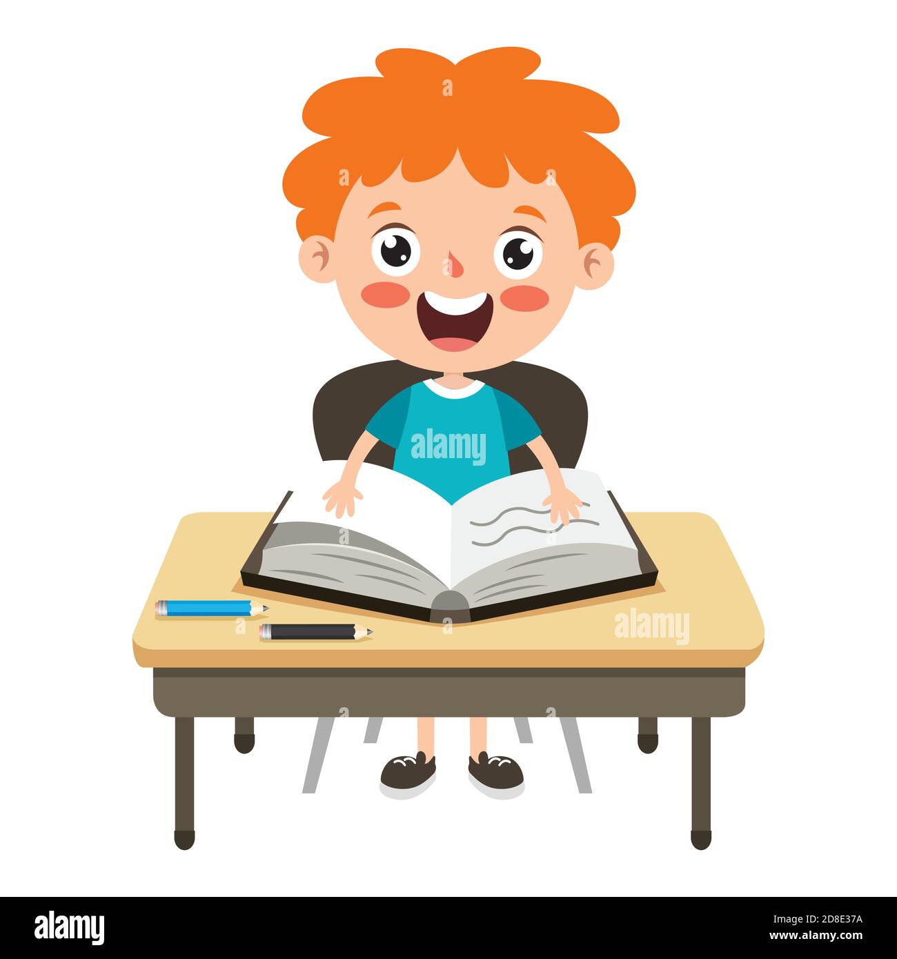 Funny Little School Kid Character Stock Vector