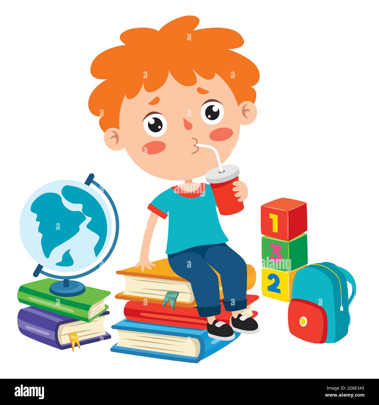 Funny Little School Kid Character Stock Vector