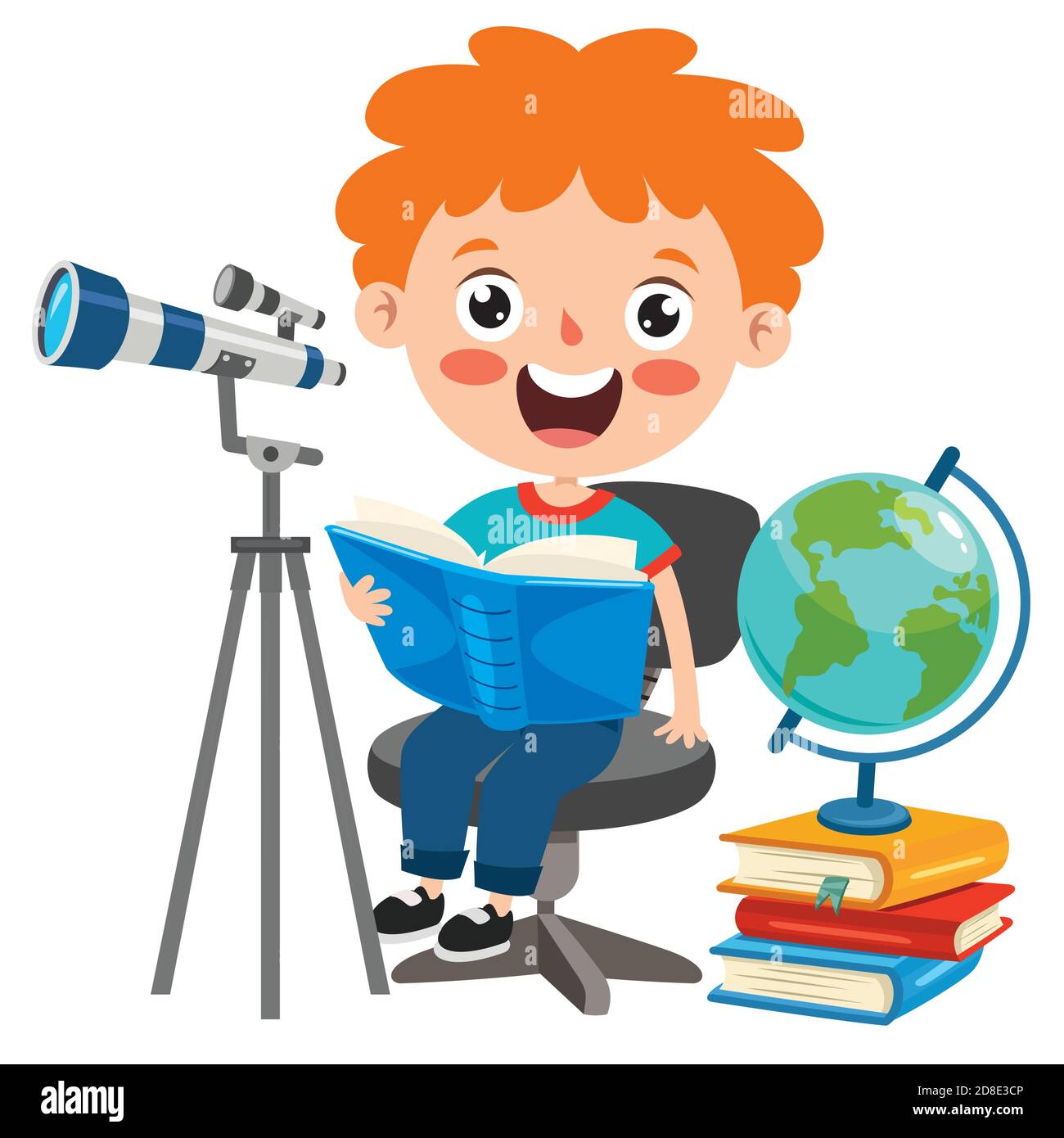 Funny Little School Kid Character Stock Vector