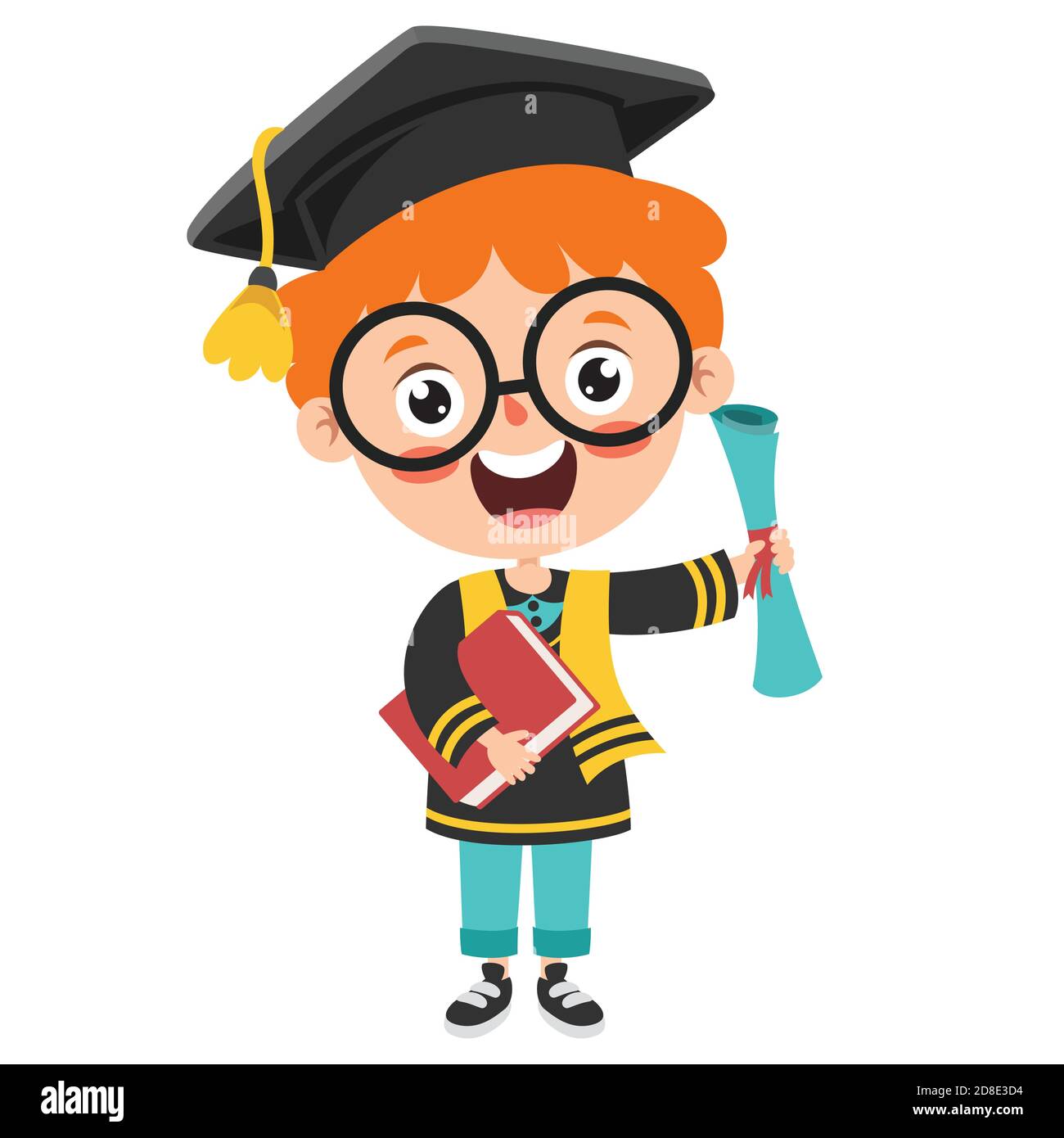 Funny Little School Kid Character Stock Vector