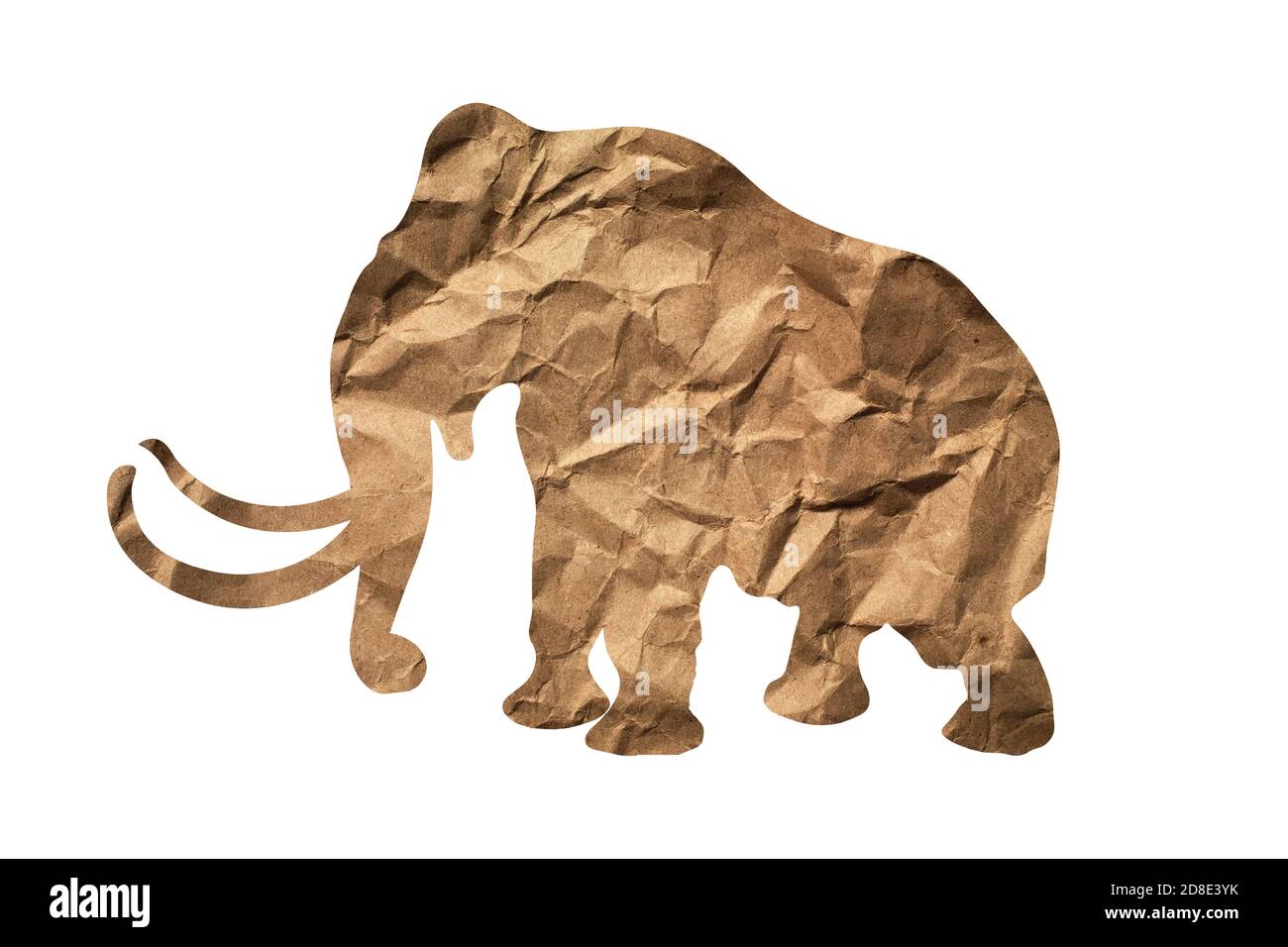 silhouette of an elephant from wrapping paper isolated on white background Stock Photo