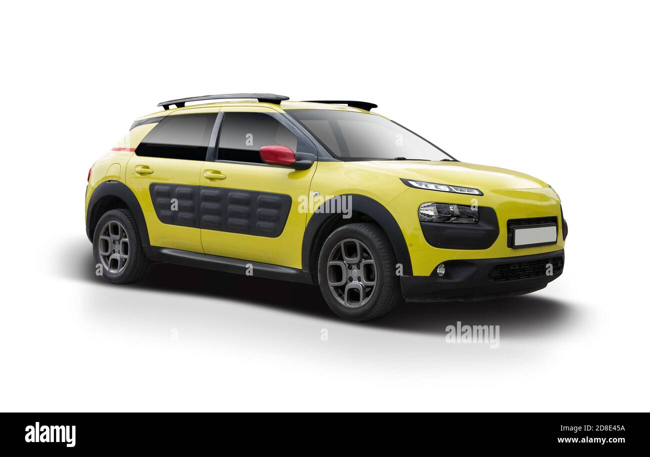 French crossover SUV car isolated on white background Stock Photo