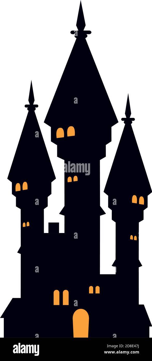 halloween dark castle with cross vector illustration design Stock