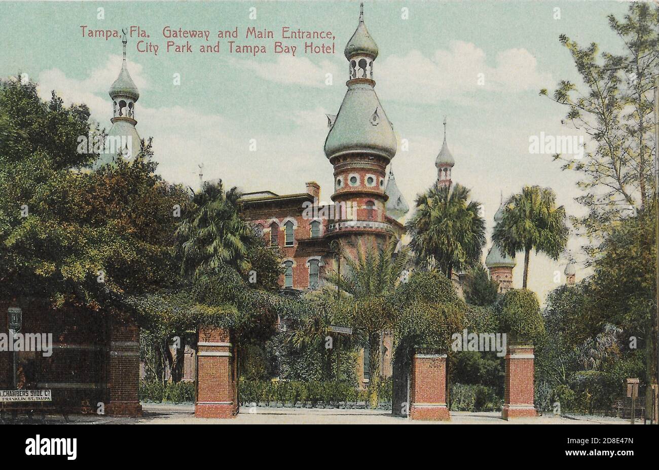 Tampa Florida, Gateway and Main Entrance at City Park and Tampa Bay Hotel Stock Photo
