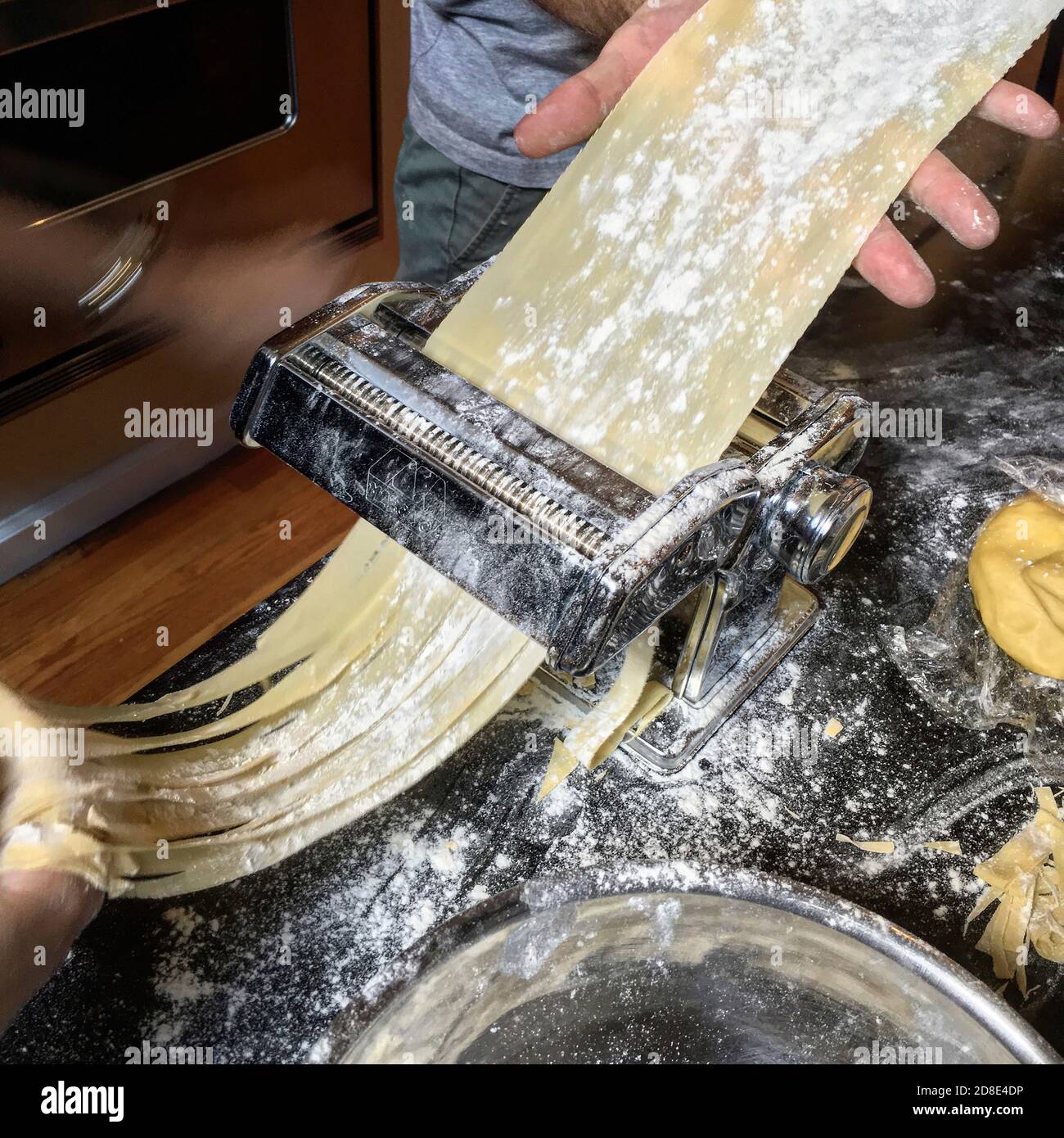 Person making Homemade Pasta Stock Photo