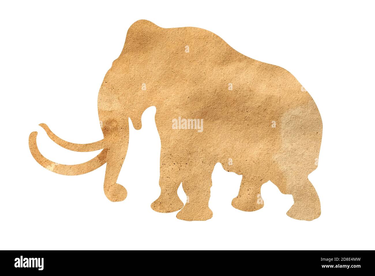 silhouette of an elephant from wrapping paper isolated on white background Stock Photo