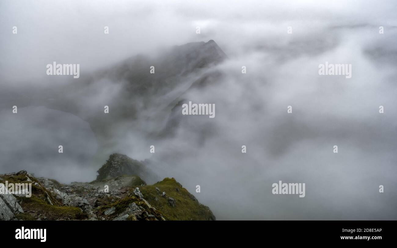 Striding Edge under cloud, Lake District, UK Stock Photo