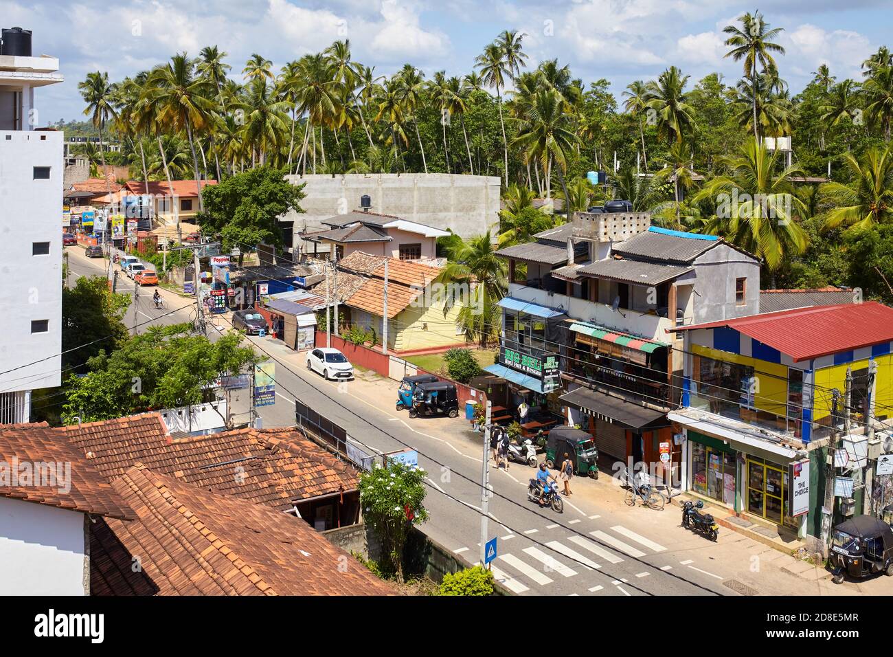 Mirissa, Sri Lanka - December 25, 2019: Main street of Mirissa, one of Sri Lanka top beach destinations. Stock Photo