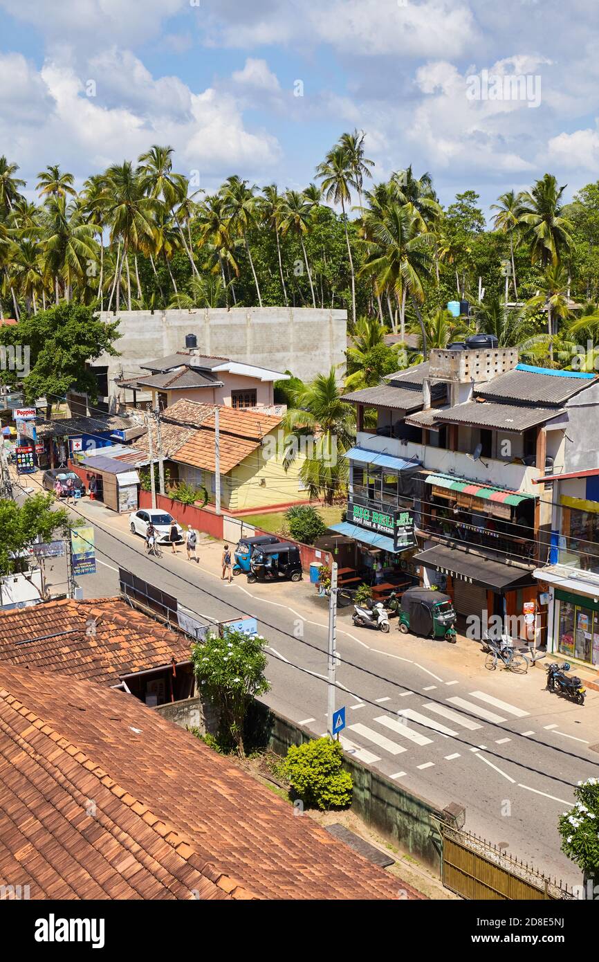 Mirissa, Sri Lanka - December 25, 2019: Main street of Mirissa, one of Sri Lanka top beach destinations. Stock Photo