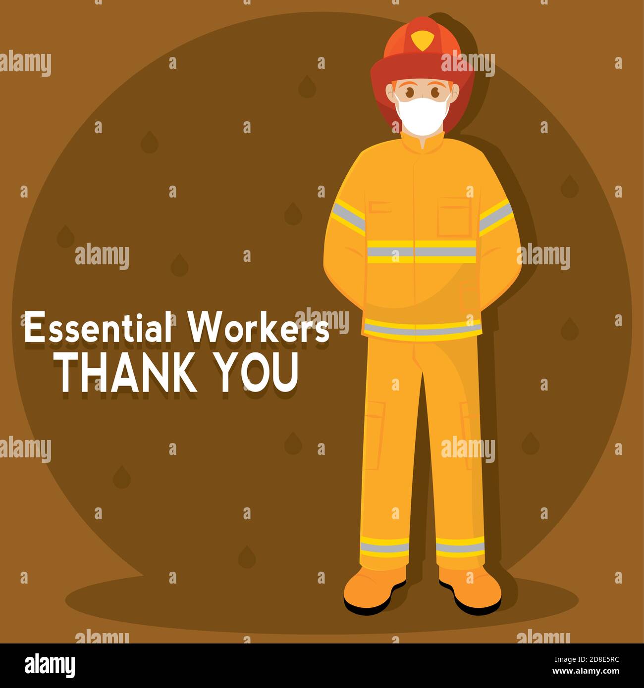 Fireman picture yellow thank you essentials workers- Vector Stock Vector