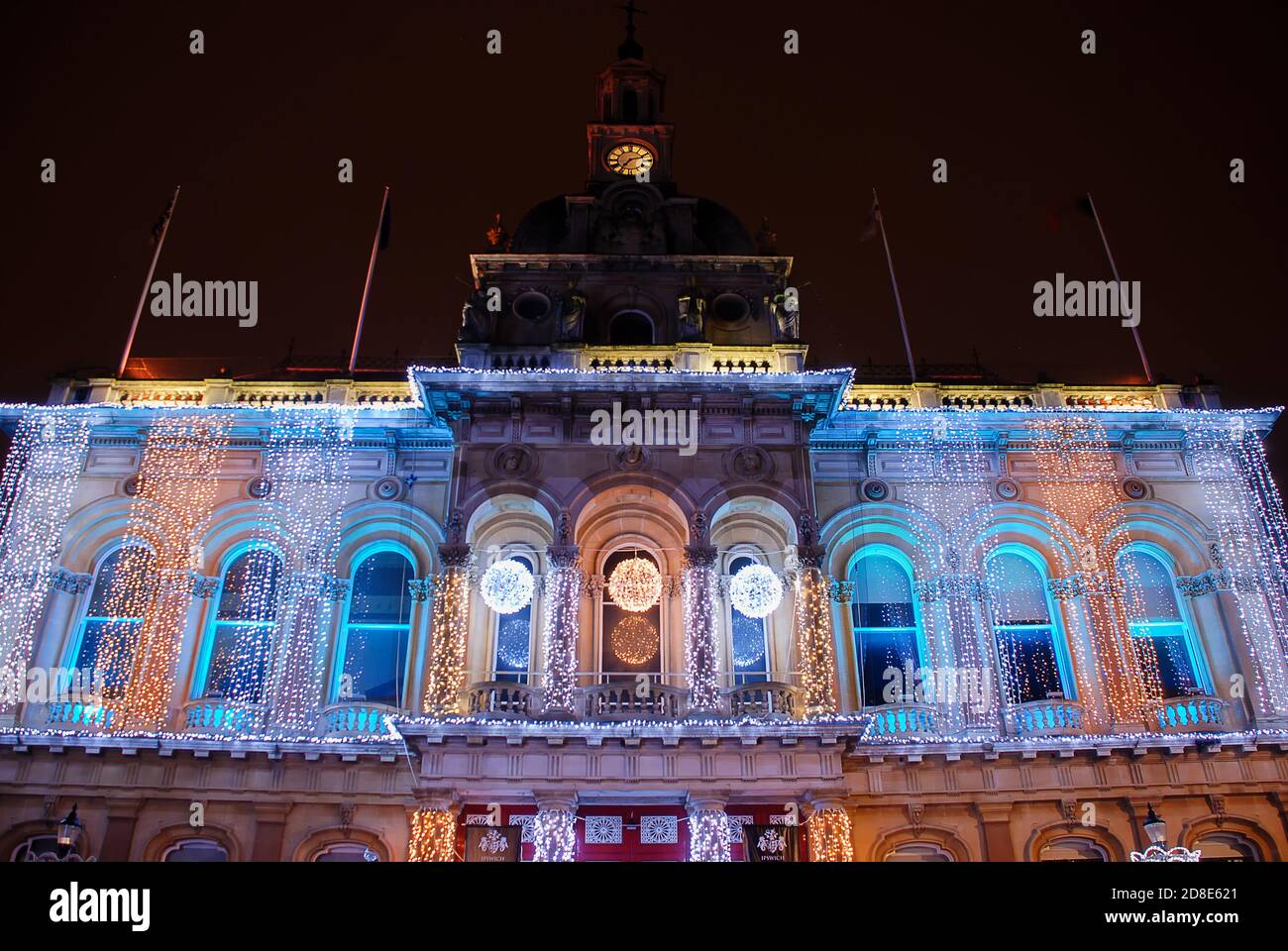 Christmas lights in the centre of Ipswich in Suffolk, UK Stock Photo