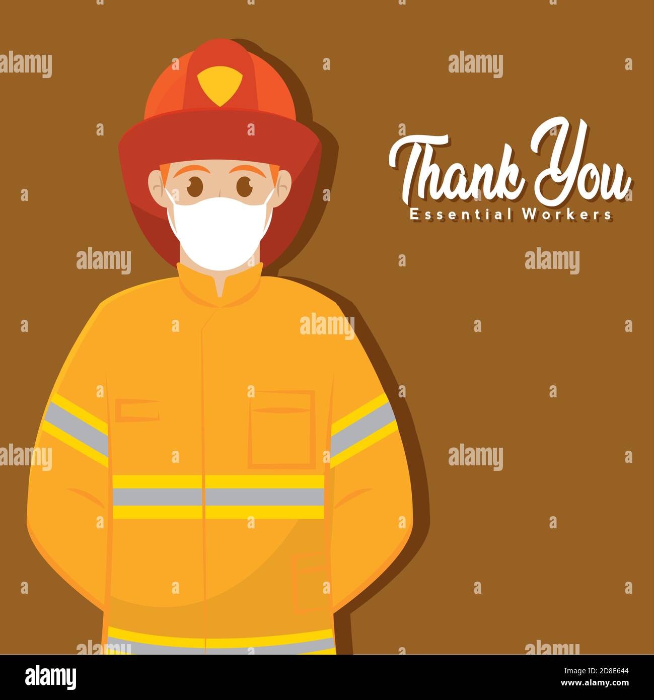 Fireman picture yellow thank you essentials workers- Vector Stock Vector