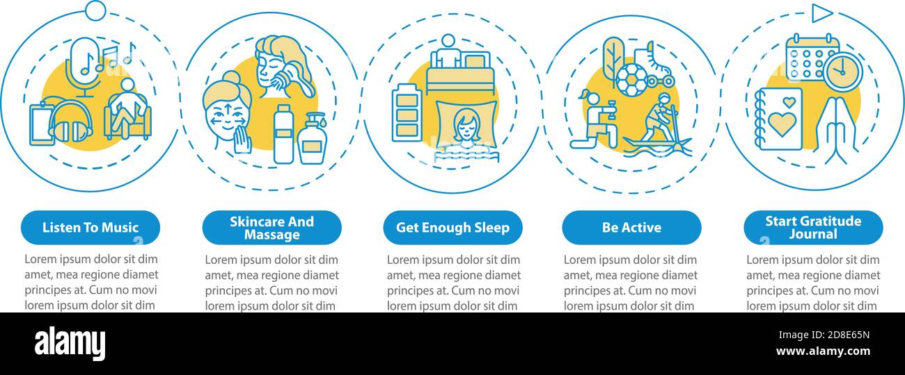 Self care practices vector infographic template Stock Vector