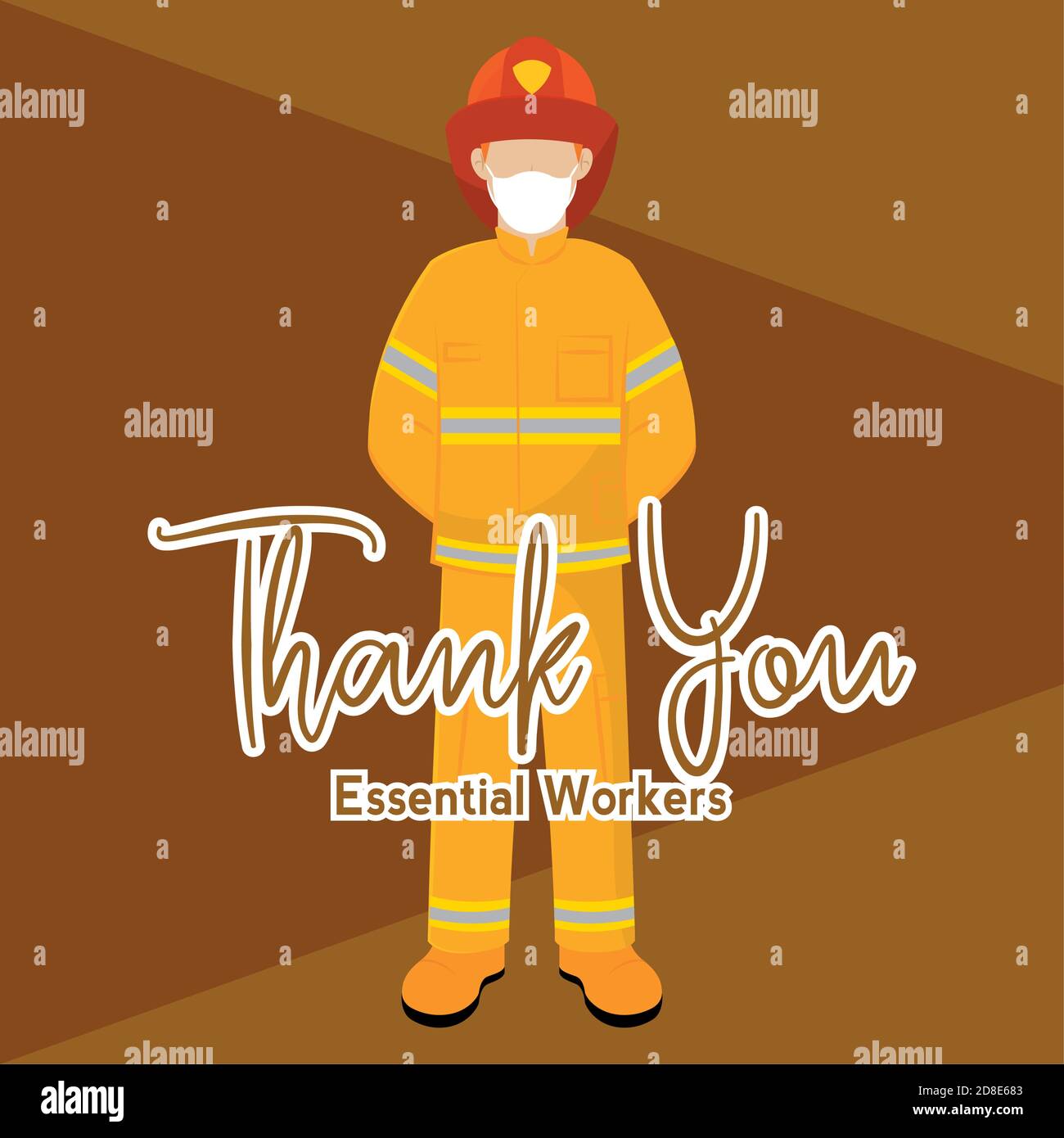 Fireman picture yellow thank you essentials workers- Vector Stock Vector