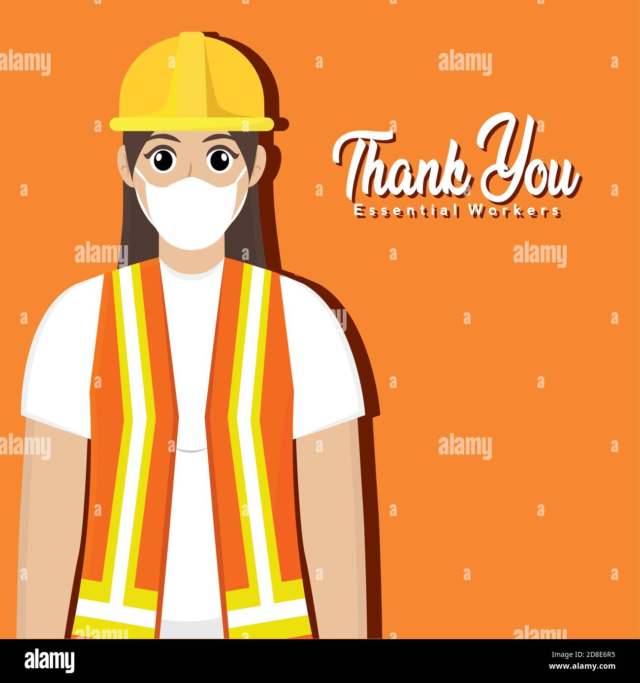 Laborer picture thank you essentials workers orange- Vector Stock Vector