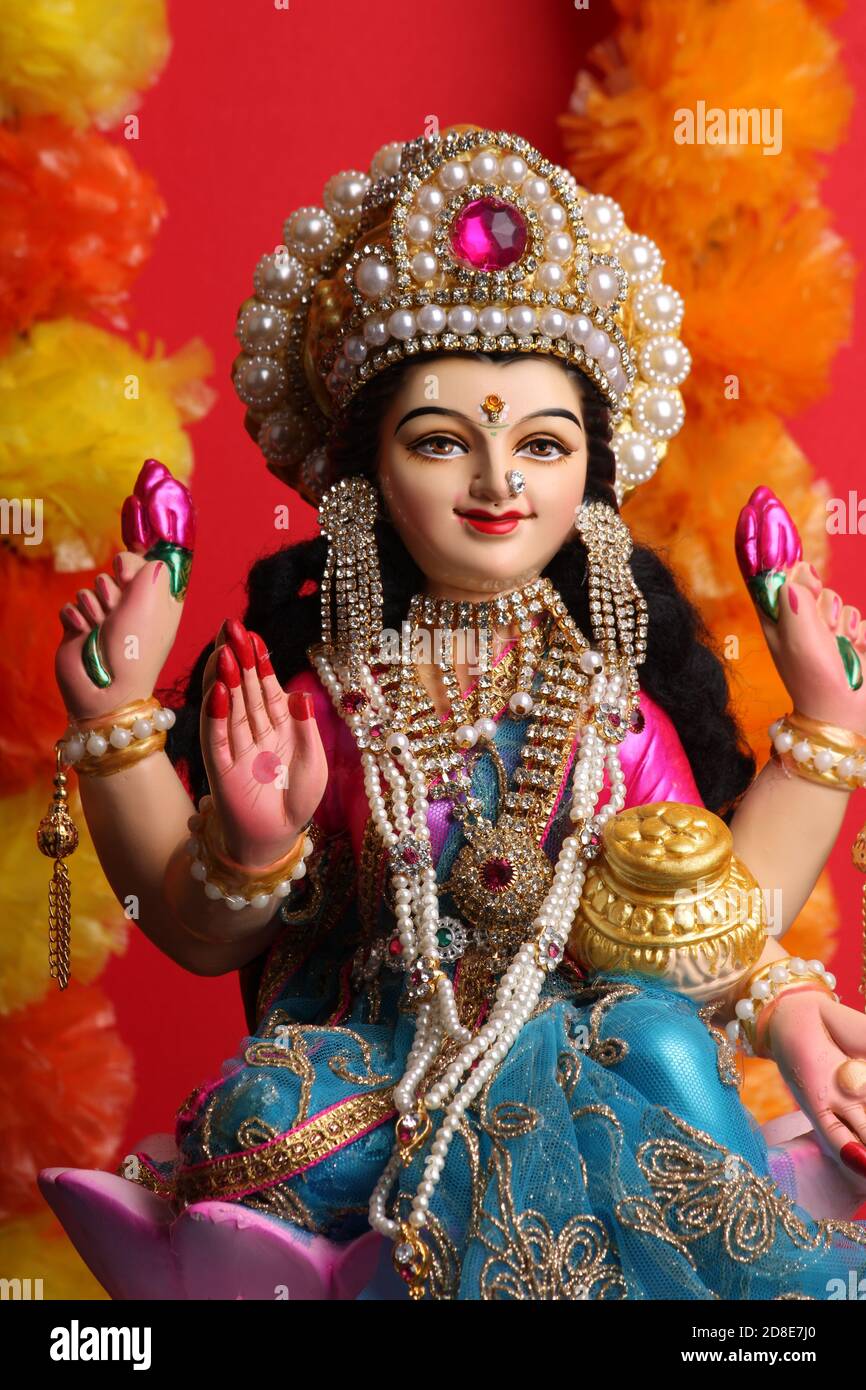 Lakshmi pujan - godess laxmi idol Stock Photo - Alamy