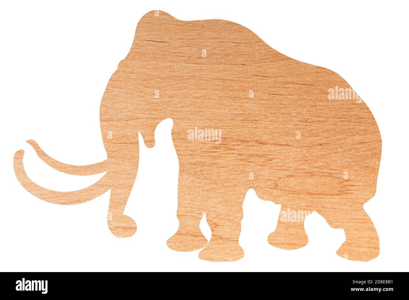 elephant silhouette with wood texture isolated on white background Stock Photo