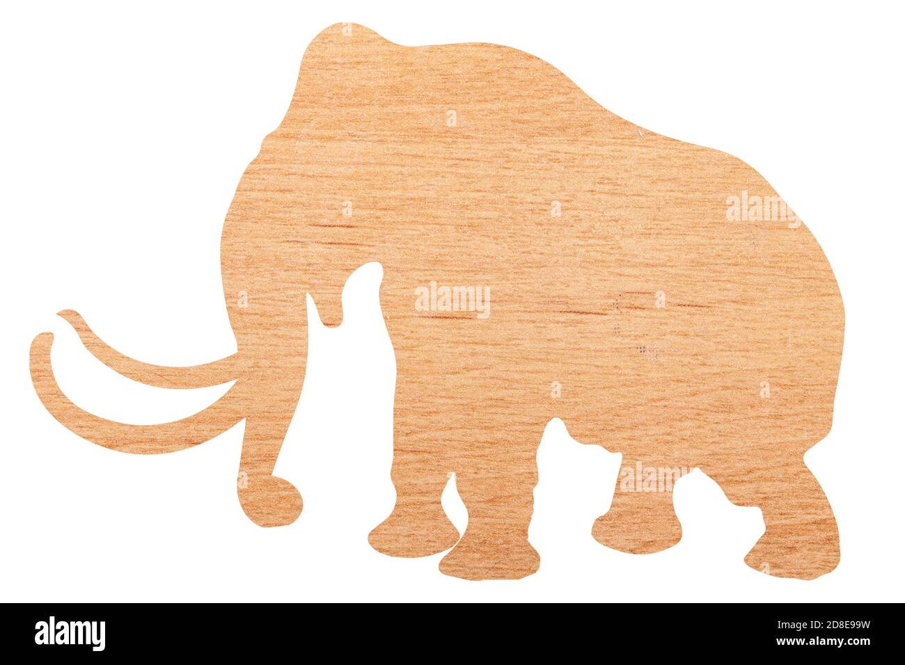 elephant silhouette with wood texture isolated on white background Stock Photo