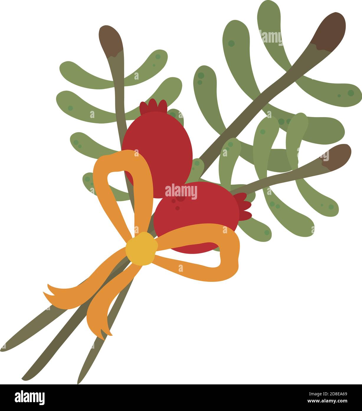 Christmas bouquet with holly leaves and berries with a bow icon over ...