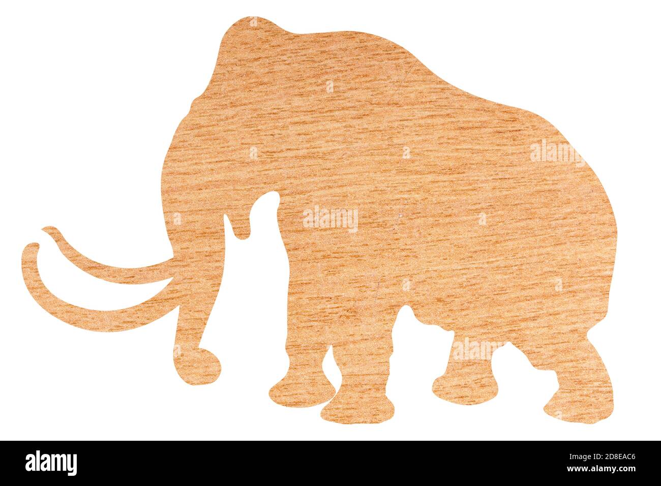 elephant silhouette with wood texture isolated on white background Stock Photo