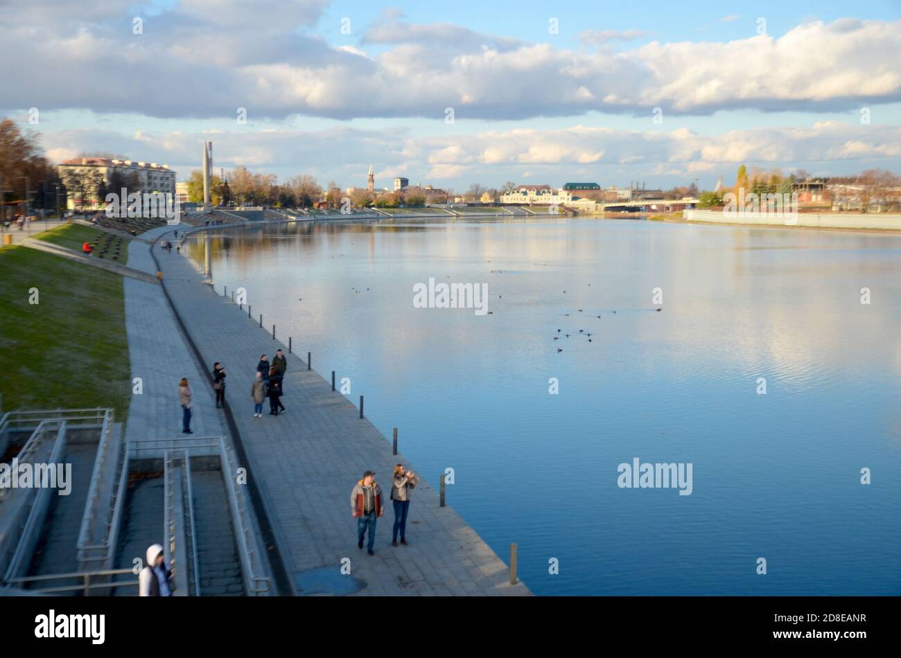 Russia Penza October 24, 2020: Suru river embankment in Penza blurred focus Stock Photo