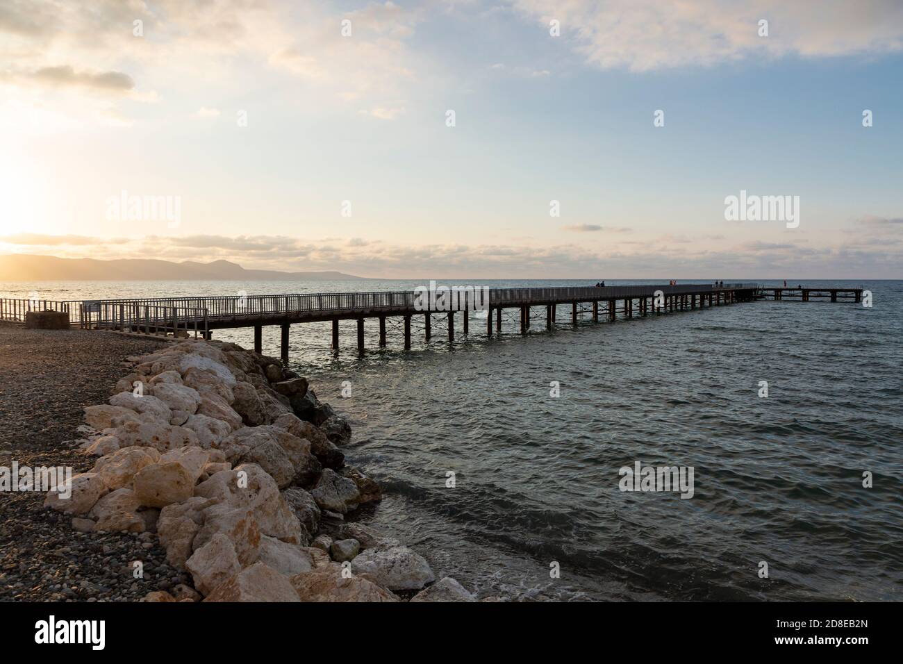 Limni Pier at sunset, Argaka, Paphos District, Cyprus Stock Photo