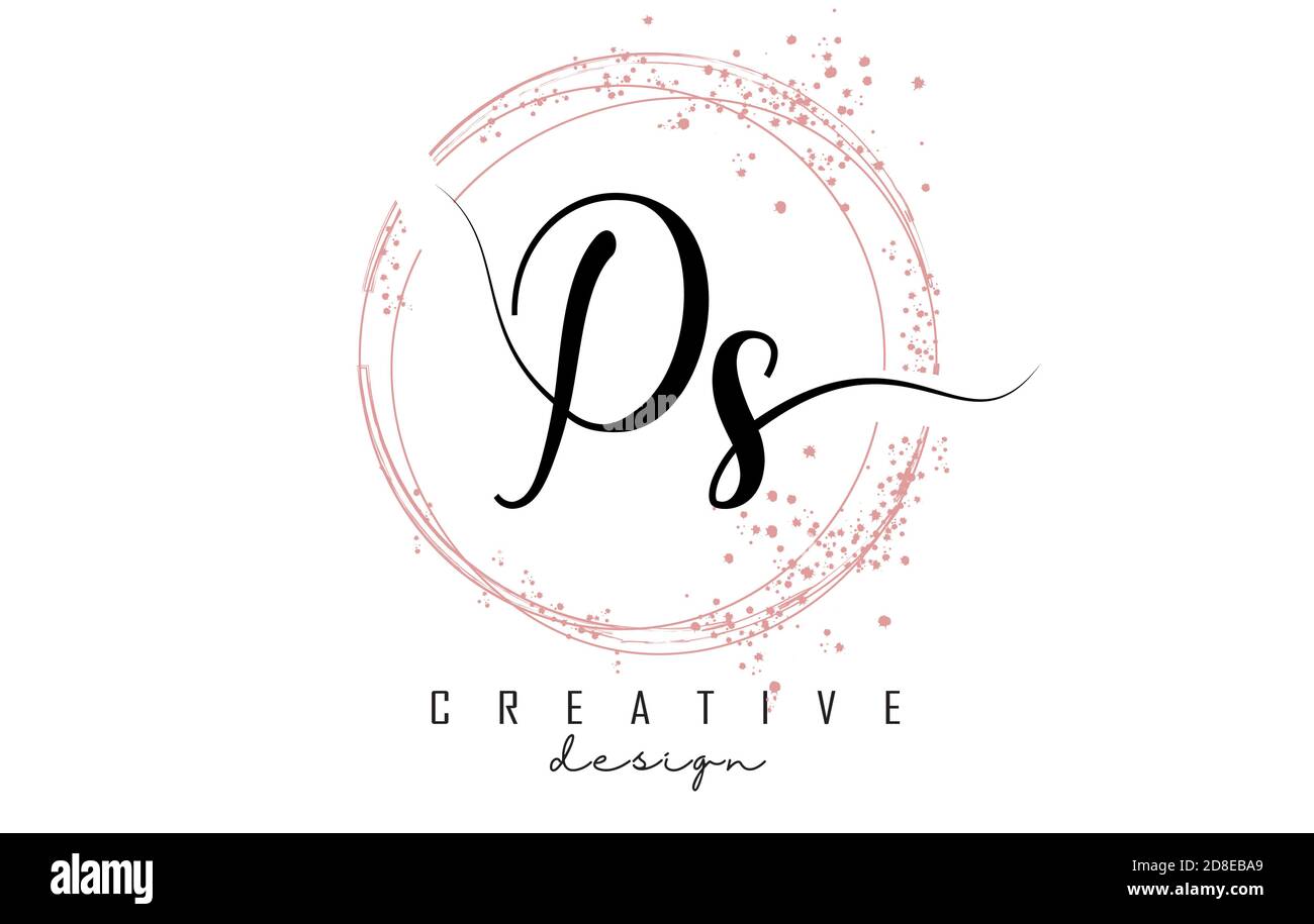 Handwritten PS P S letter logo with sparkling circles with pink glitter.  Decorative vector illustration with P and S letters Stock Vector Image &  Art - Alamy