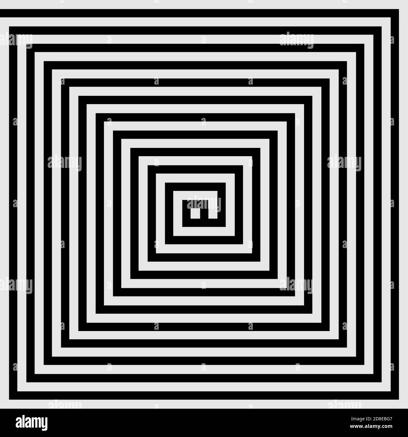 Black and white square spiral . Vortex illustration. Stock Photo