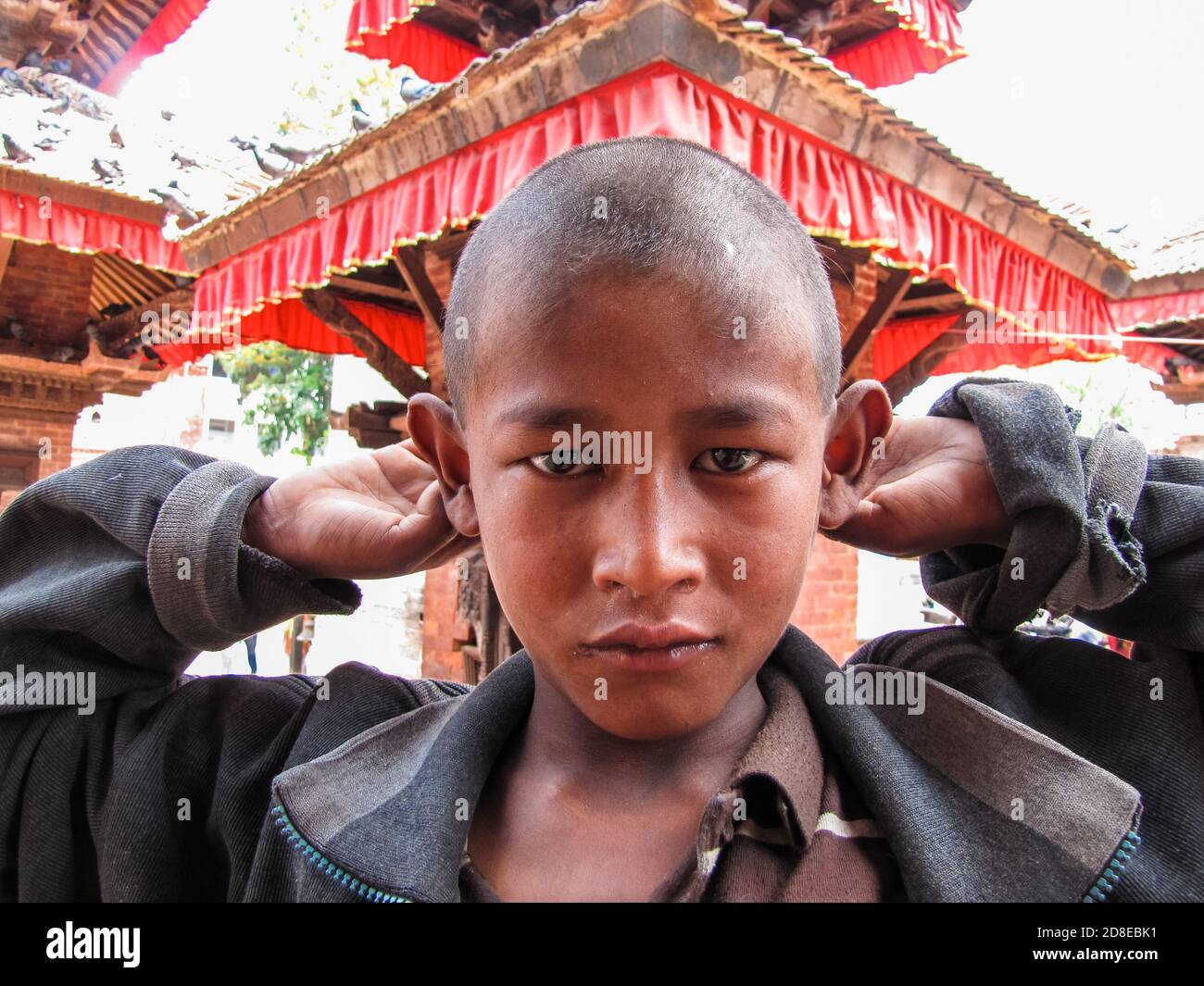 Kathmandu, Nepal May 2011 Authentic close up portrait of a young