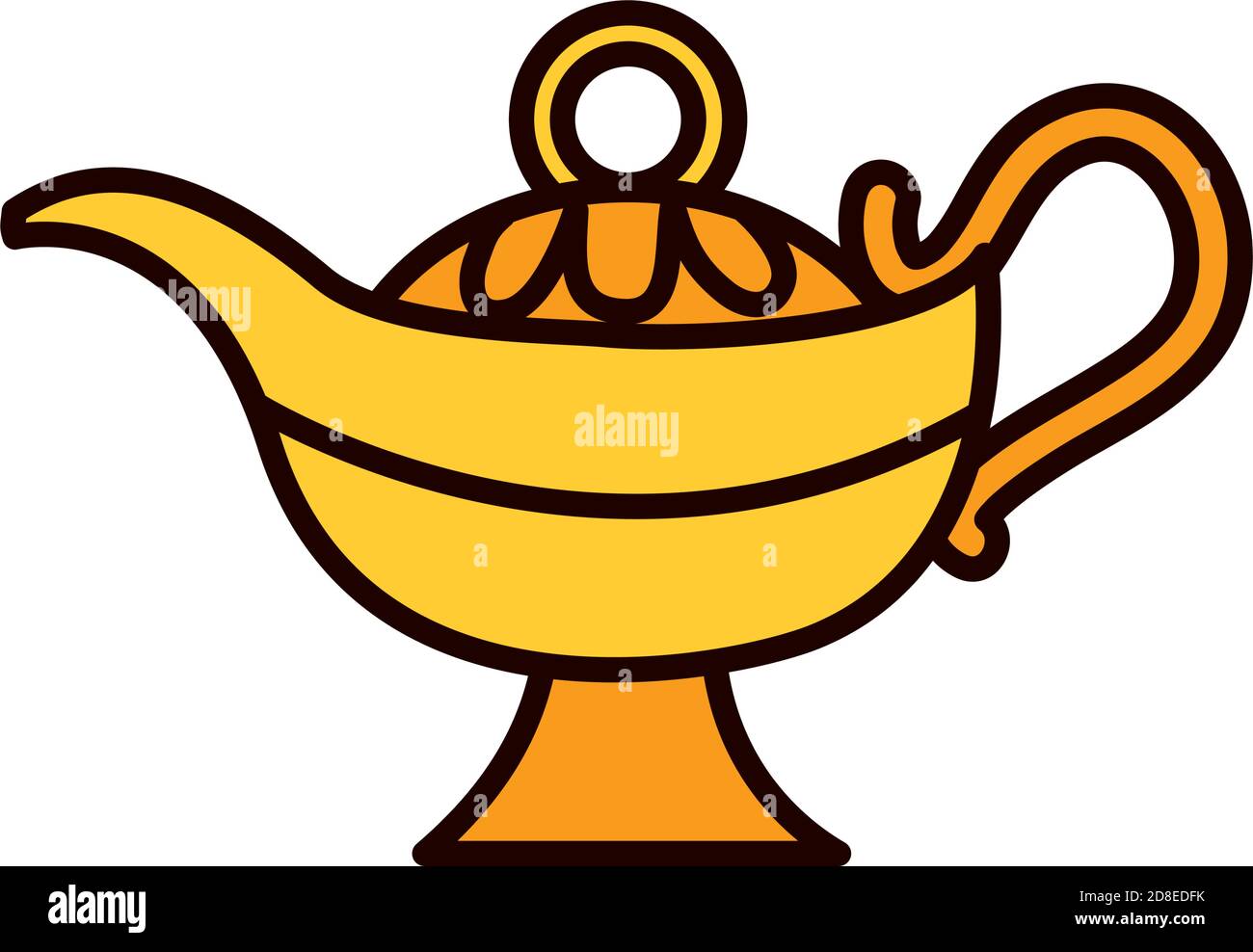 hanukkah oil lamp icon over white background, line and fill style