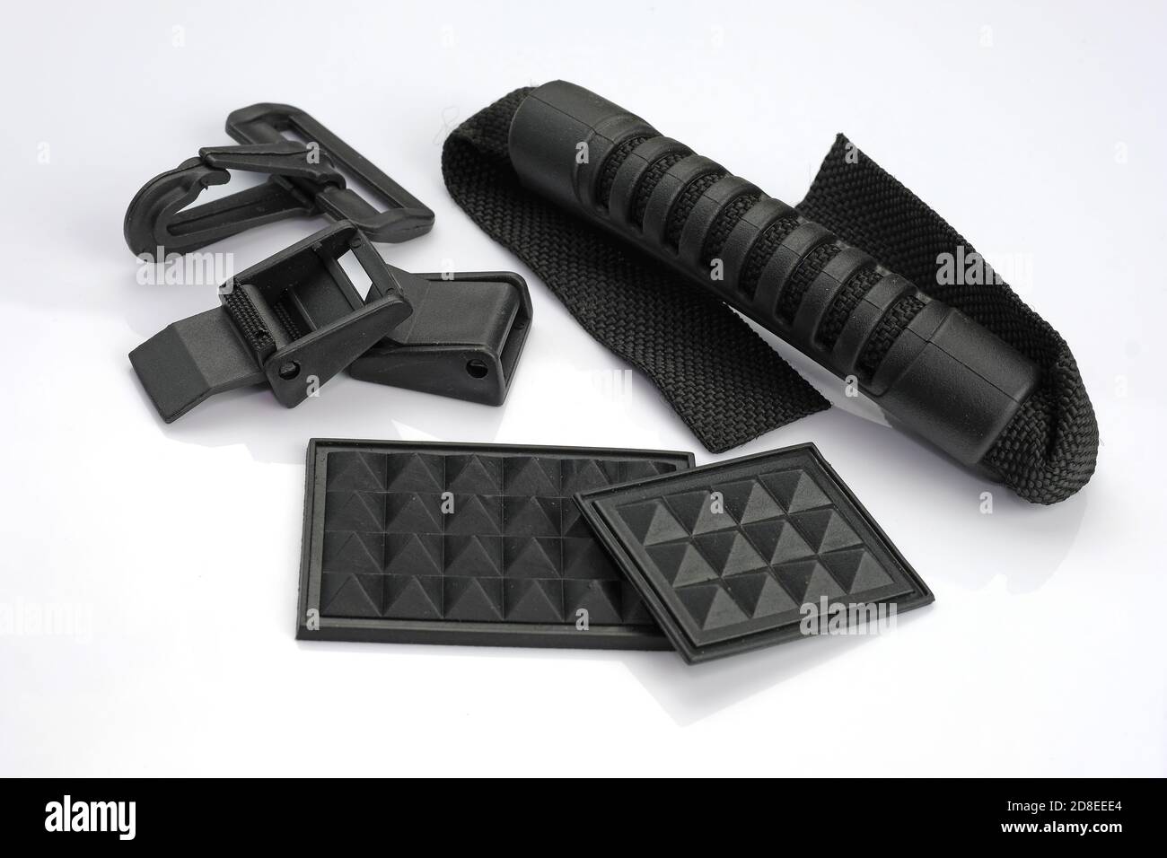 Plastic fittings for making travel bags. Handle for the bag, legs on