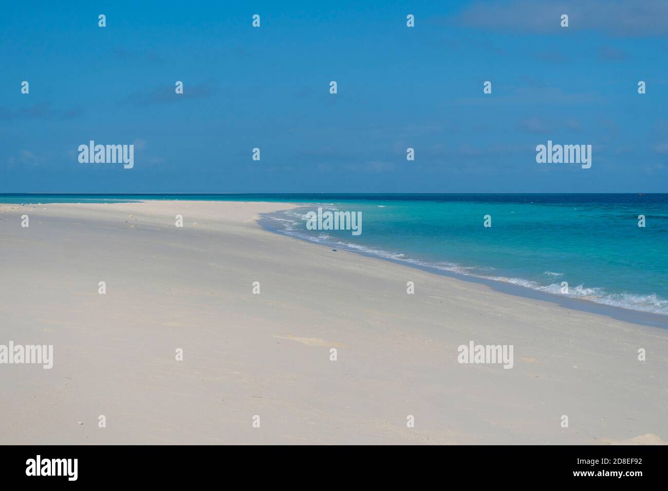 Zanzibar. Empty beach at Snow-white sand bank of Nakupenda Island. Appearing just a few hours in a day Stock Photo