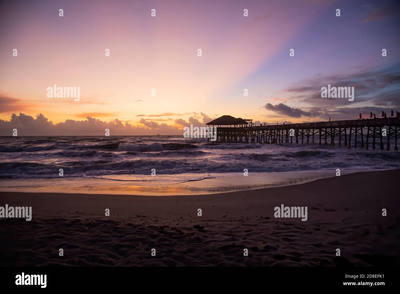 Cocoa Beach pier at sunrise Stock Photo
