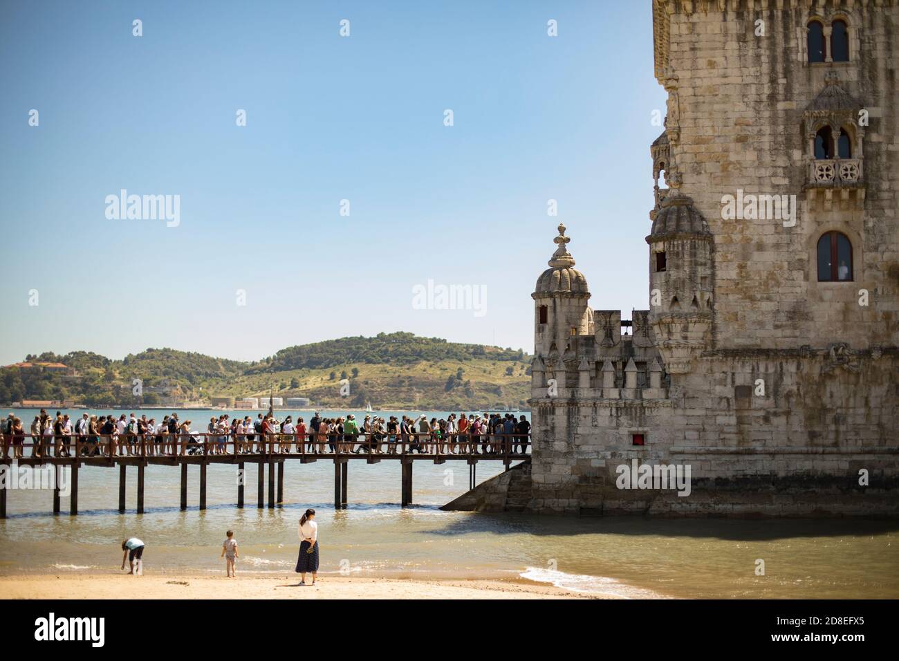 Belém Tower on the Tagus River in Lisbon, Portugal, Europe. Stock Photo