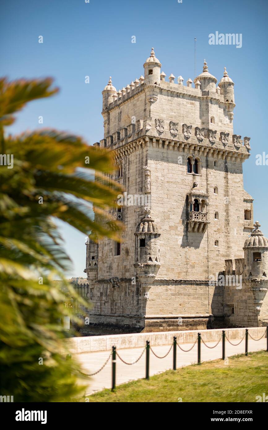 Belém Tower on the Tagus River in Lisbon, Portugal, Europe. Stock Photo
