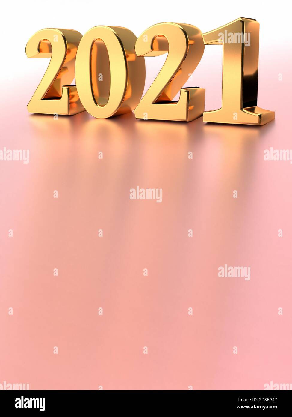 Gold number 2021 of new year on blank background. 3d rendering Stock Photo