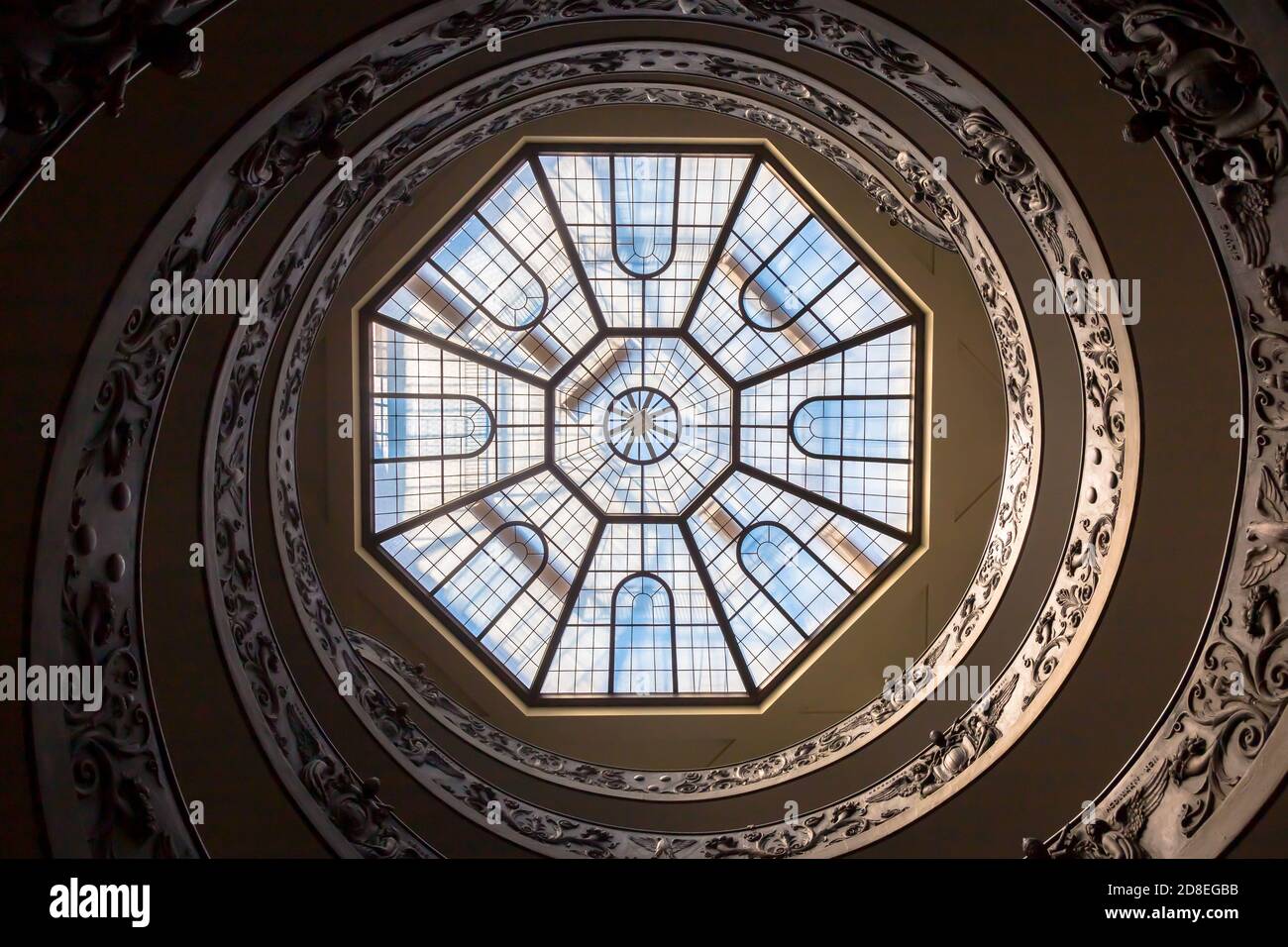 ROME, ITALY - CIRCA SEPTEMBER 2020: the famous spiral staircase with double helix made by Giuseppe Momo in 1932. Vatican Museum. Stock Photo