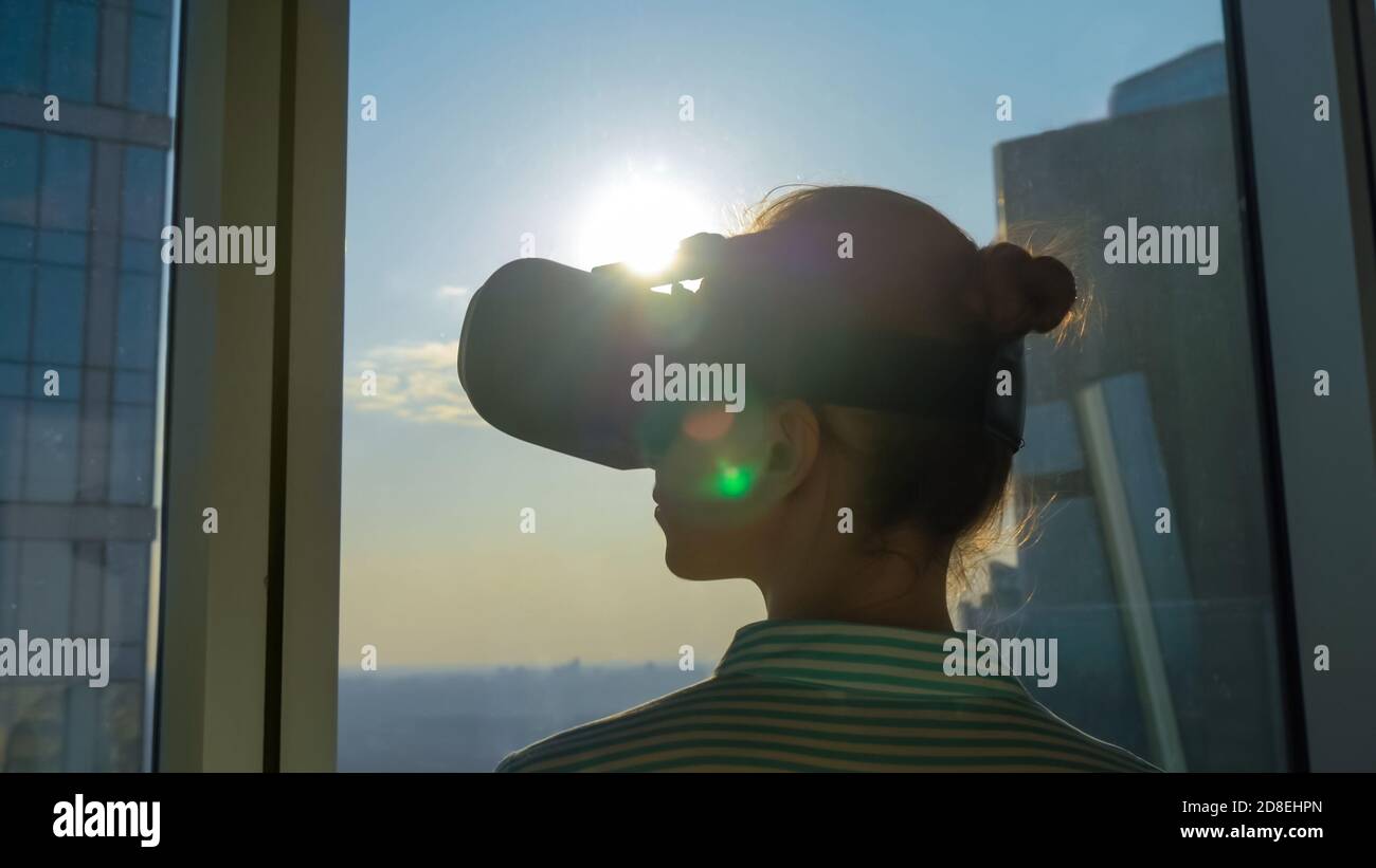 Woman headset rear view hires stock photography and images Alamy